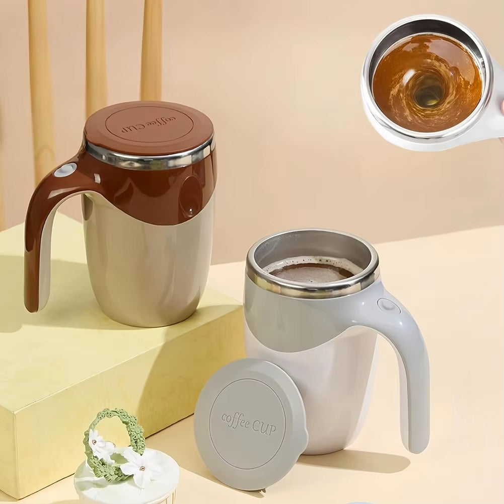 Taza De Café Con Agitación Automática De 13Oz, Taza Con Agitación Automática Recargable, Taza De Café De Viaje De Acero Inoxidable Para Viajes En Casa Y Oficina